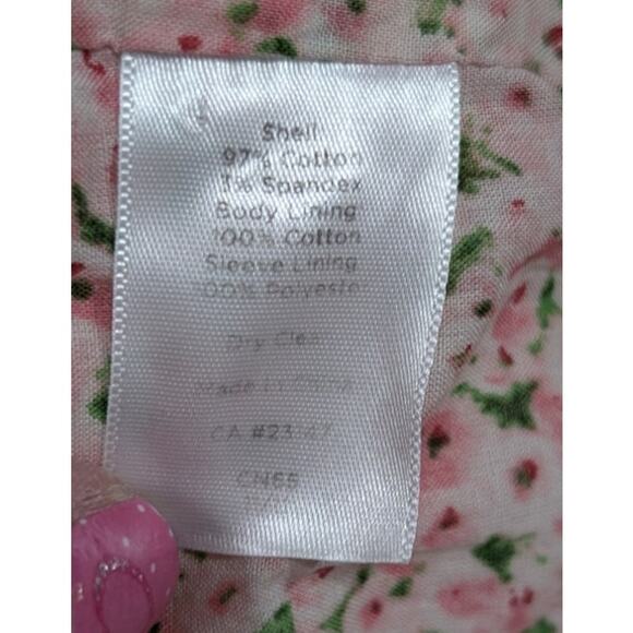 Talbots Pink 3/4 Sleeve Blazer Single Button Floral Size 6 - Picture 5 of 5